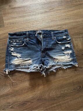 Abercrombie & Fitch Distressed Blue Denim Cutoff Shorts